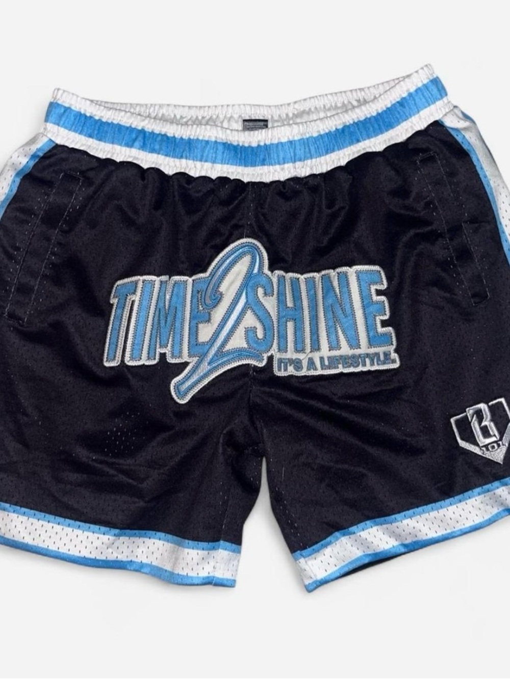 LRG Black Athletic Shorts with Light Blue Trim